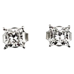 Sterling Silver Princess Cut Diamond Stud Earrings #24482