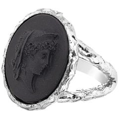 Kamee-Ring, Profil einer Frau im antiken Rom, aus Sterlingsilber