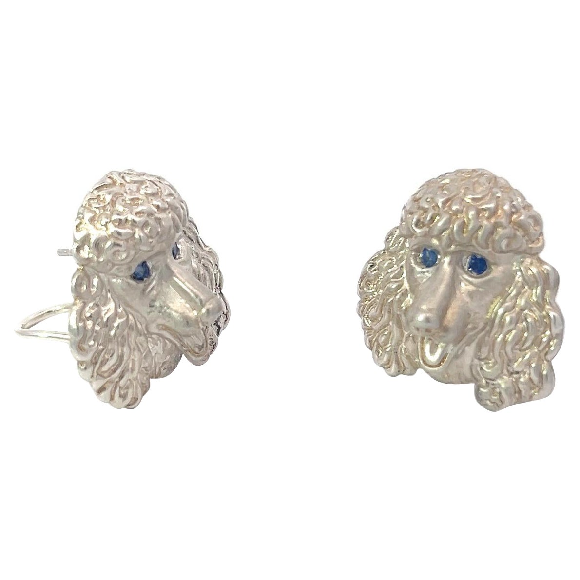 Pendientes Perro Charco Plata de Ley Zafiros Azules