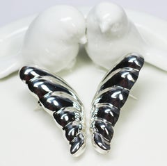 Sterling Silver Puffed Butterfly Earrings