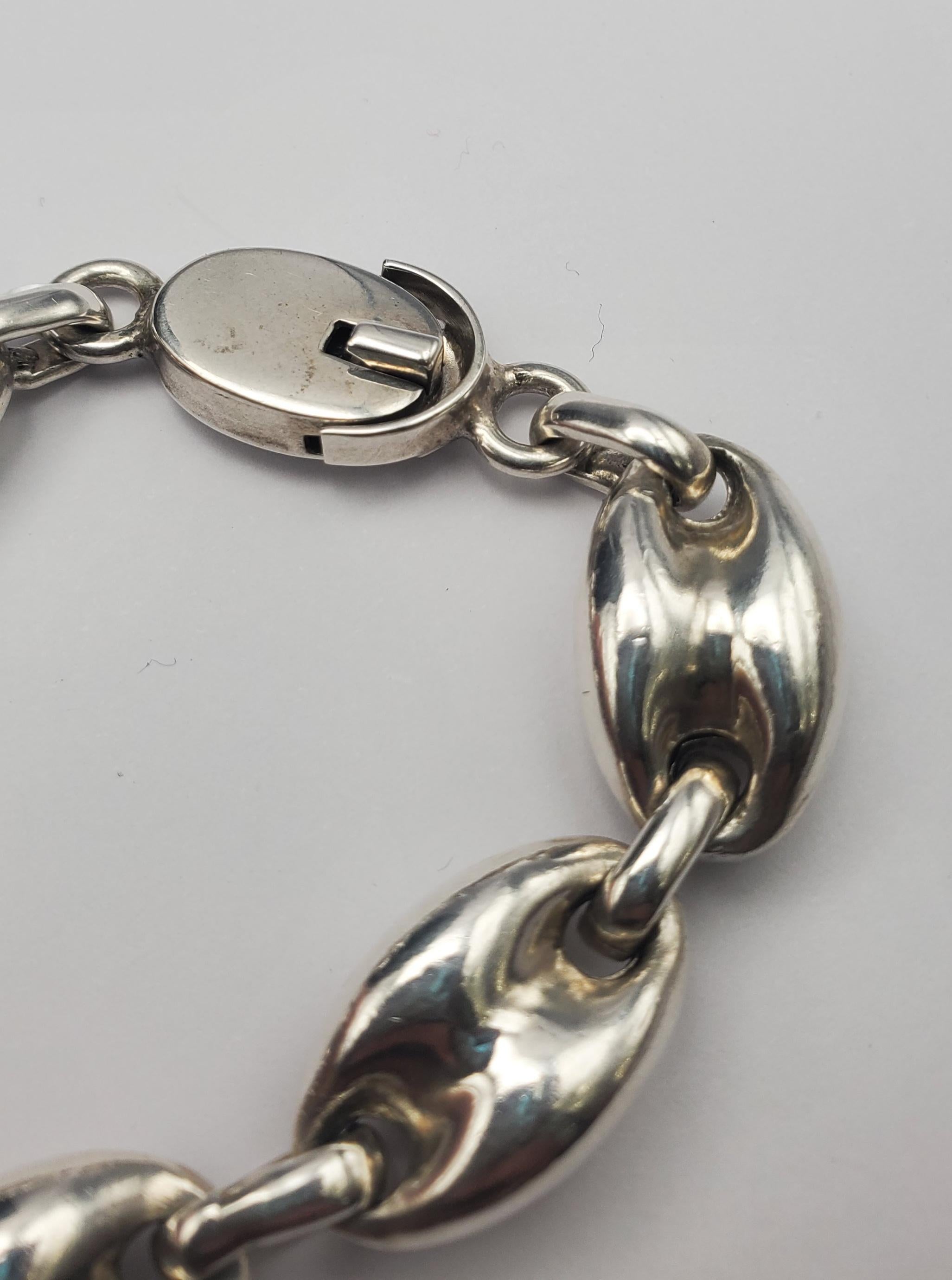 Sterling Silver Puffed Mariner Link Gucci Style Statement Necklace 18