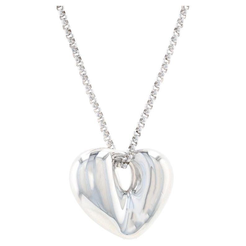 Collier pendentif cœur chiffon en argent sterling 18 1/2" - 925 Love en vente