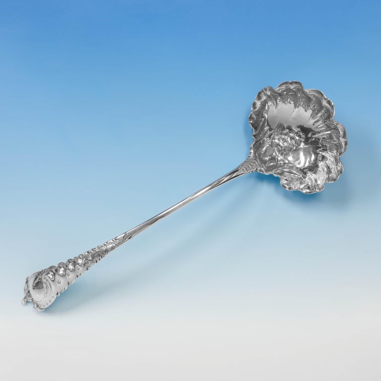 II Rococo Antique Sterling Silver Punch Ladle by Ebeneezer Coker