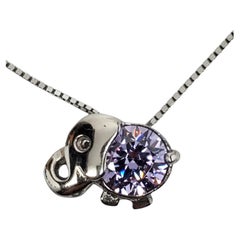 Sterling Silver Purple Elephant Pendant Necklace #24853