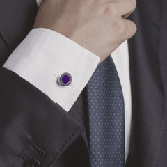 Sterling Silver Purple Enamel Cufflinks