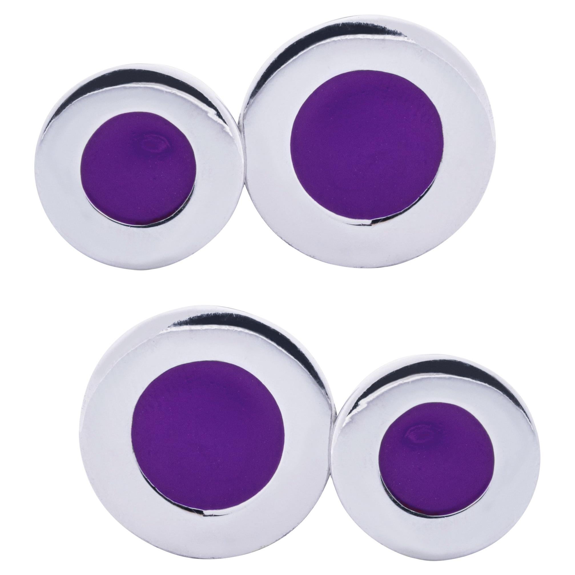Gemelos de plata de ley con esmalte morado