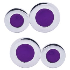 Sterling Silver Purple Enamel Cufflinks