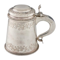 Sterling Silver Quart Domed Lidded Tankard Copenhagen Second Half 20th Century