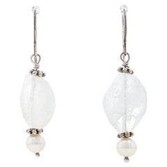Pendants d'oreilles en argent sterling, quartz et perles d'eau douce - 925 perles percées
