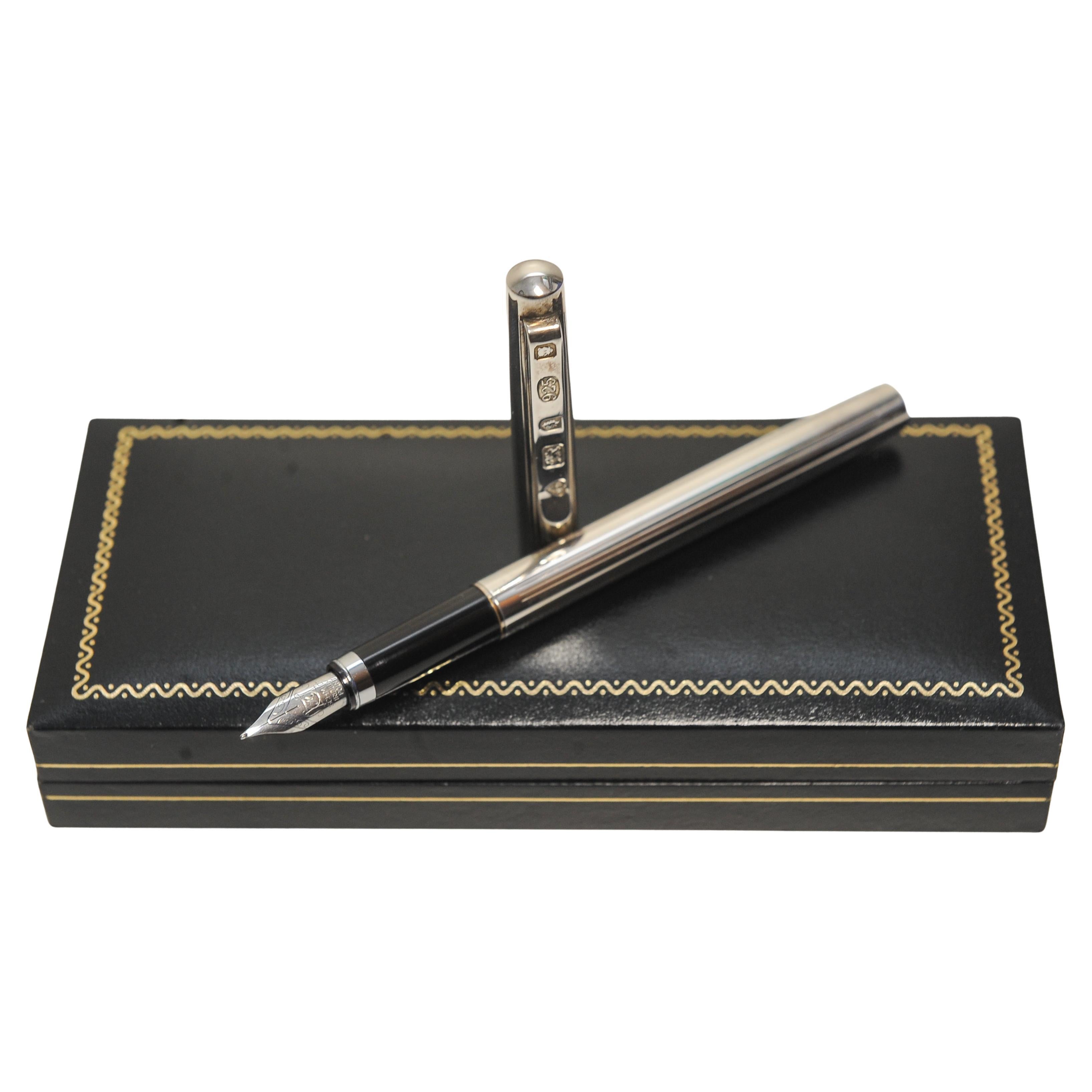 Art Deco Sterling Silver Queen Elizabeth II Golden Jubilee Fountain Pen A Haviland-Nye For Sale