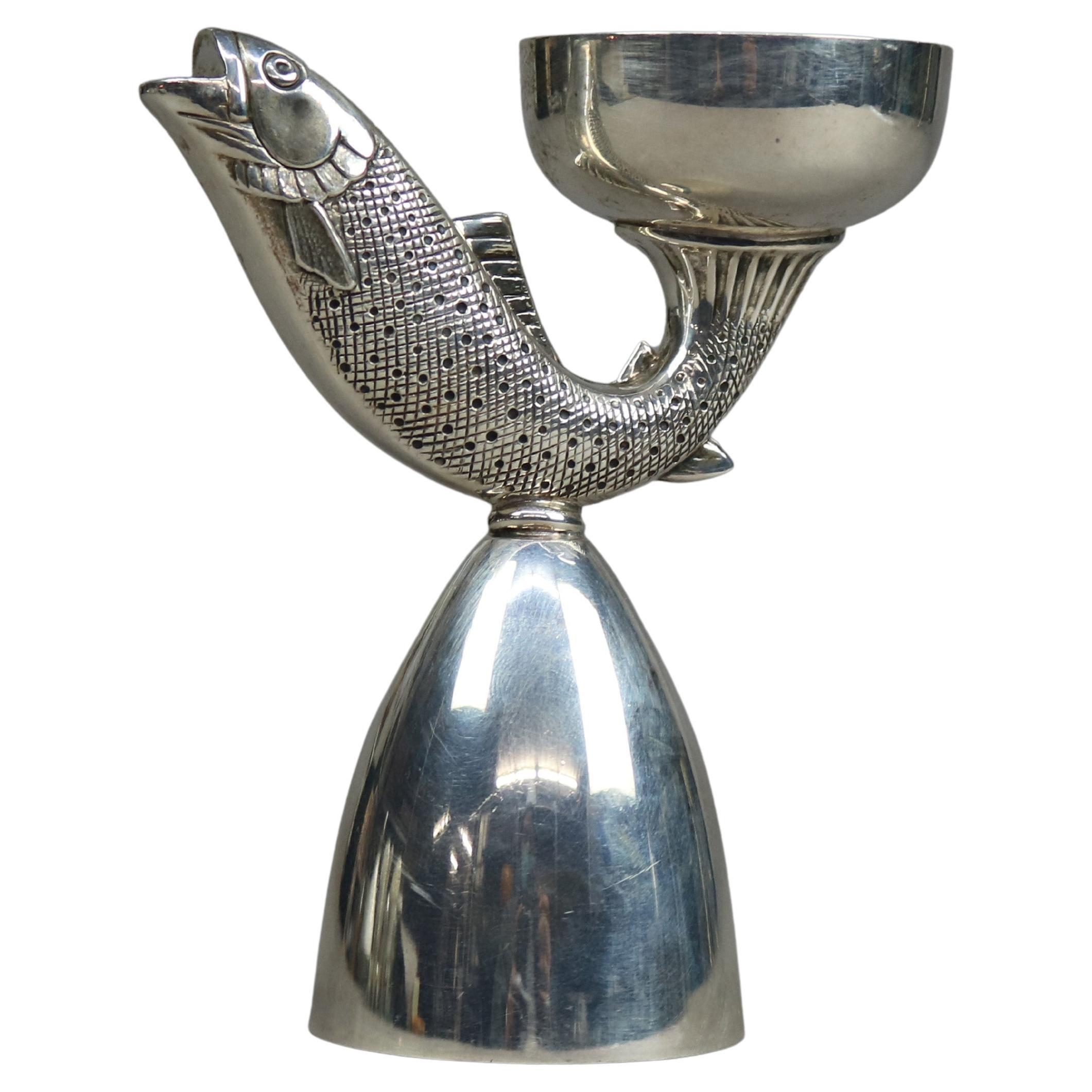 Sterling Silver R. Blackinton 
Co. Figural Fish Liquor Shot Jigger, 20th C