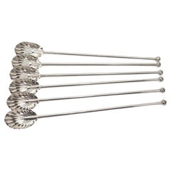 Plata de ley Raimond Concha de mediados de siglo Cucharas para té Highball Pajitas