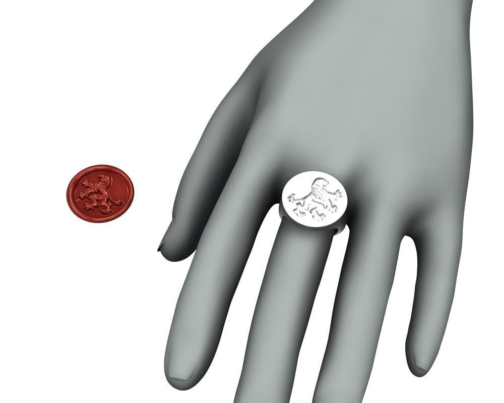 En vente :  Signature en argent sterling avec sceau en cire en forme de lion rampant 2