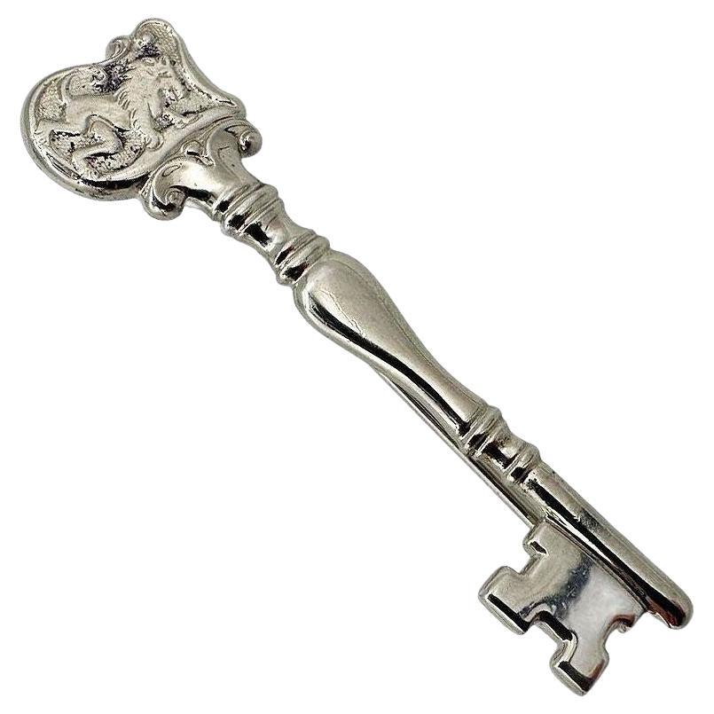 Sterling Silver Rampant Lion Skelton Key Brooch Pin by Towle