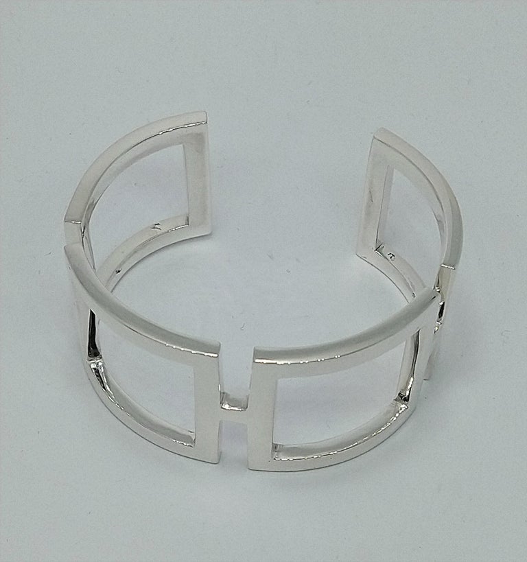 Sterling Silver Rectangle Cuff Bracelet For Sale 1