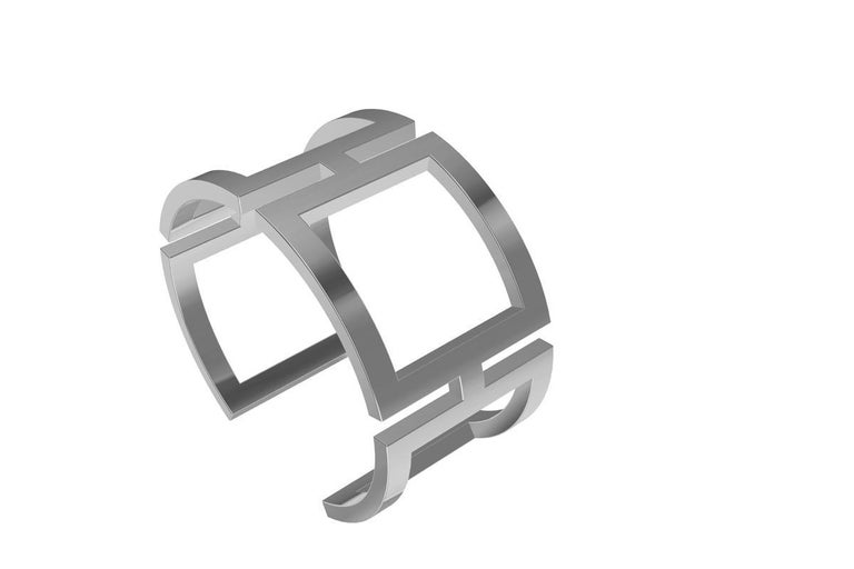 Sterling Silver Rectangle Cuff Bracelet For Sale 6