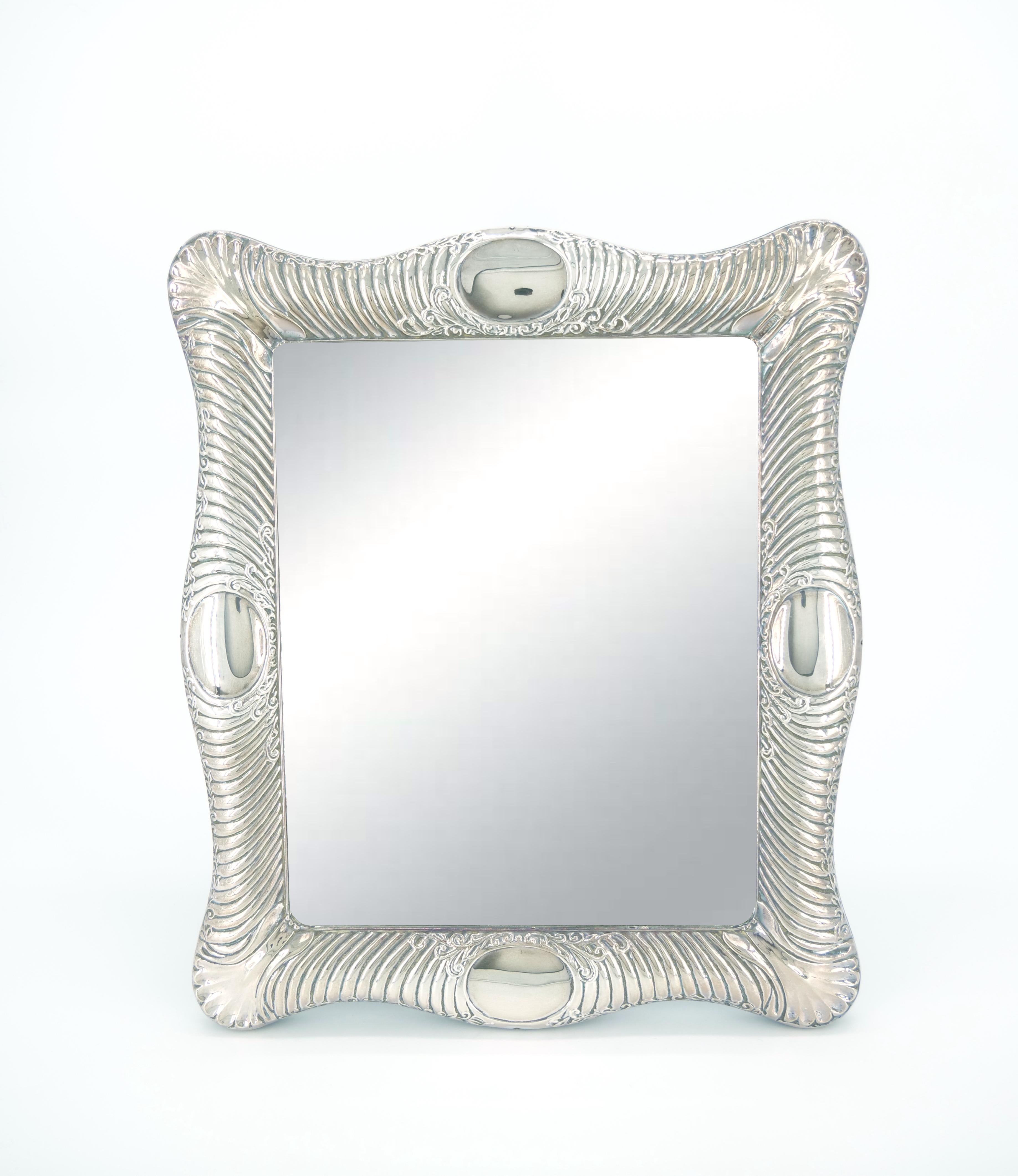 Sterling Silber Rechteck Gerahmt  / Abgeschrägter Glas-Tischspiegel  im Angebot 4