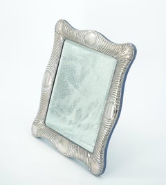 Rectángulo de plata de ley enmarcado  / Espejo de mesa de cristal biselado