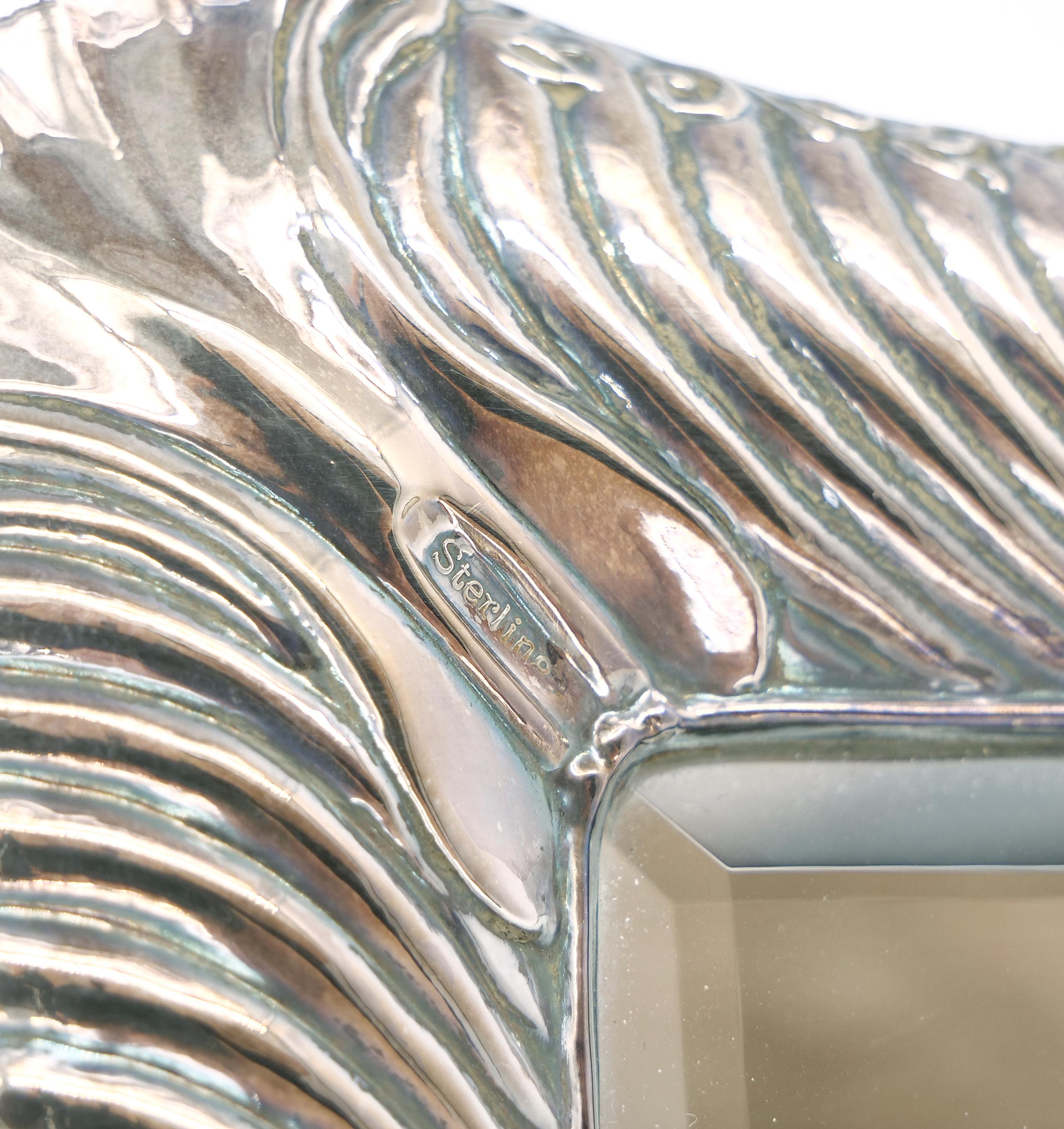Sterling Silber Rechteck Gerahmt  / Abgeschrägter Glas-Tischspiegel  im Angebot 2
