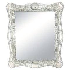 Encadré rectangulaire en argent sterling  / Miroir de table en verre biseauté 