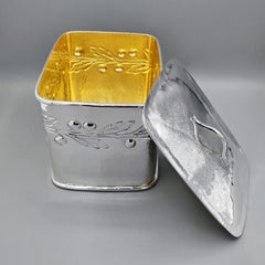 Sterling Silber Rechteckige Keksdose mit 24kt vergoldetem Inneren