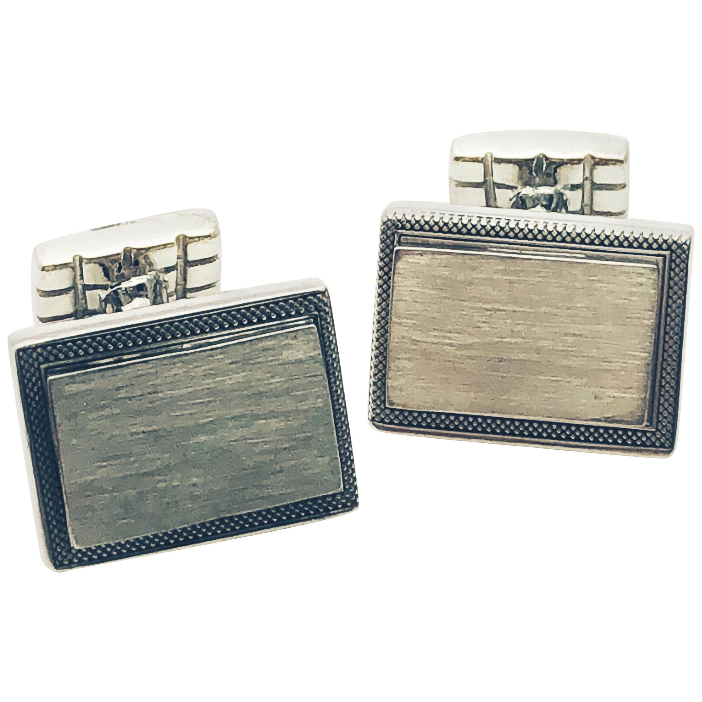Sterling Silver Rectangular Engrave-Able Cufflinks