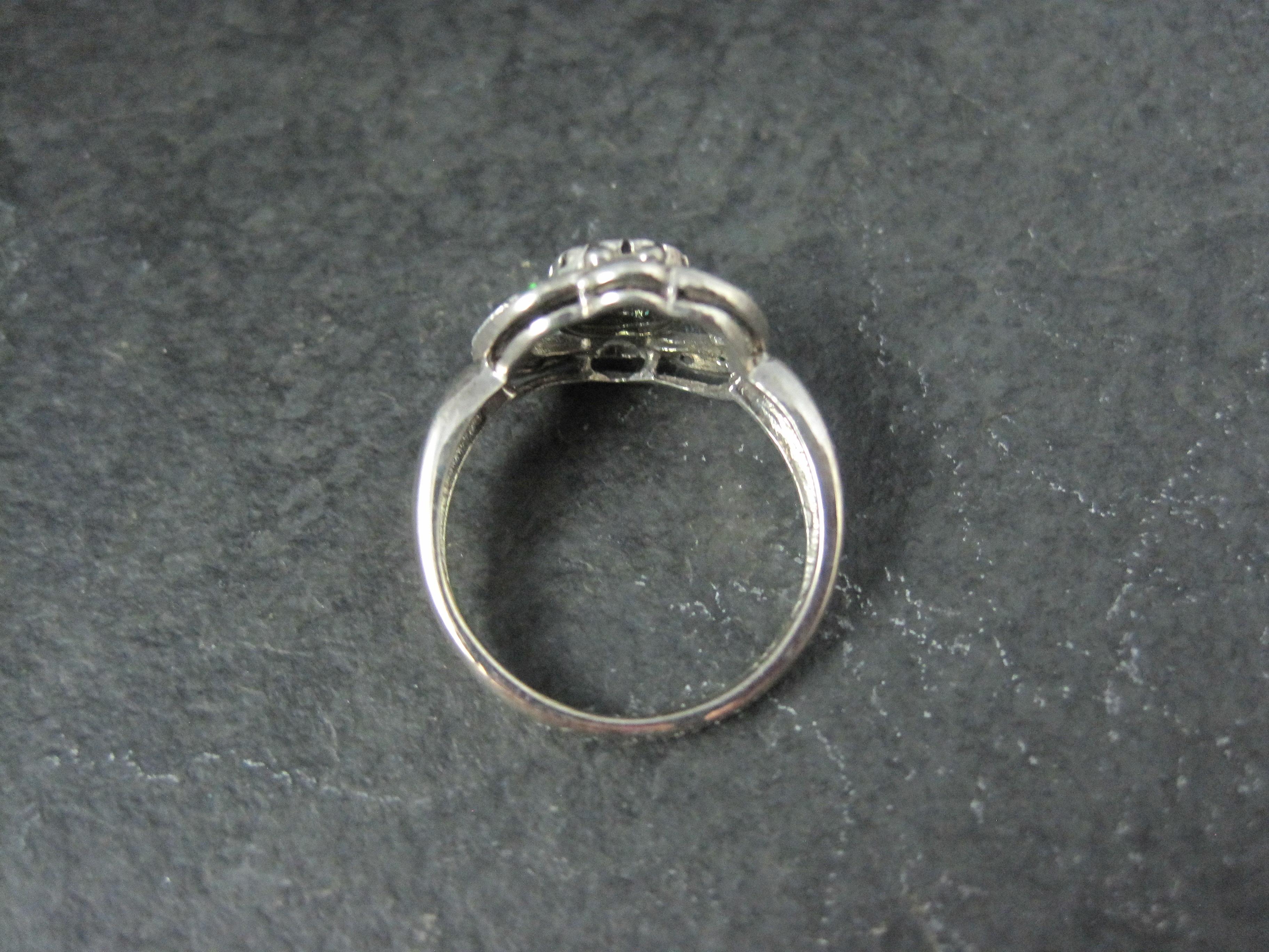 Sterling Silver Red and Tsavorite Garnet Ring Size 5.5 In Excellent Condition For Sale In Webster, SD