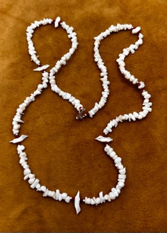 Sterling Silver Red Coral Mother Of Pearl Fetish 32" Necklace