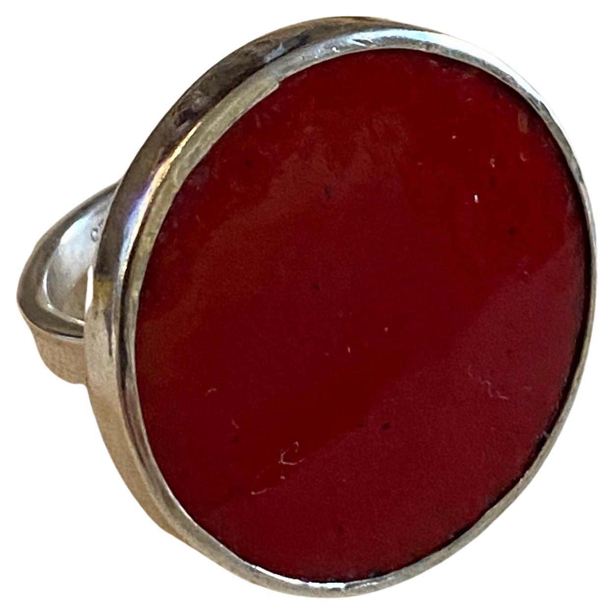 For Sale:  Sterling Silver Red Enamel Ring from April in Paris Designs by Merideth McGregor