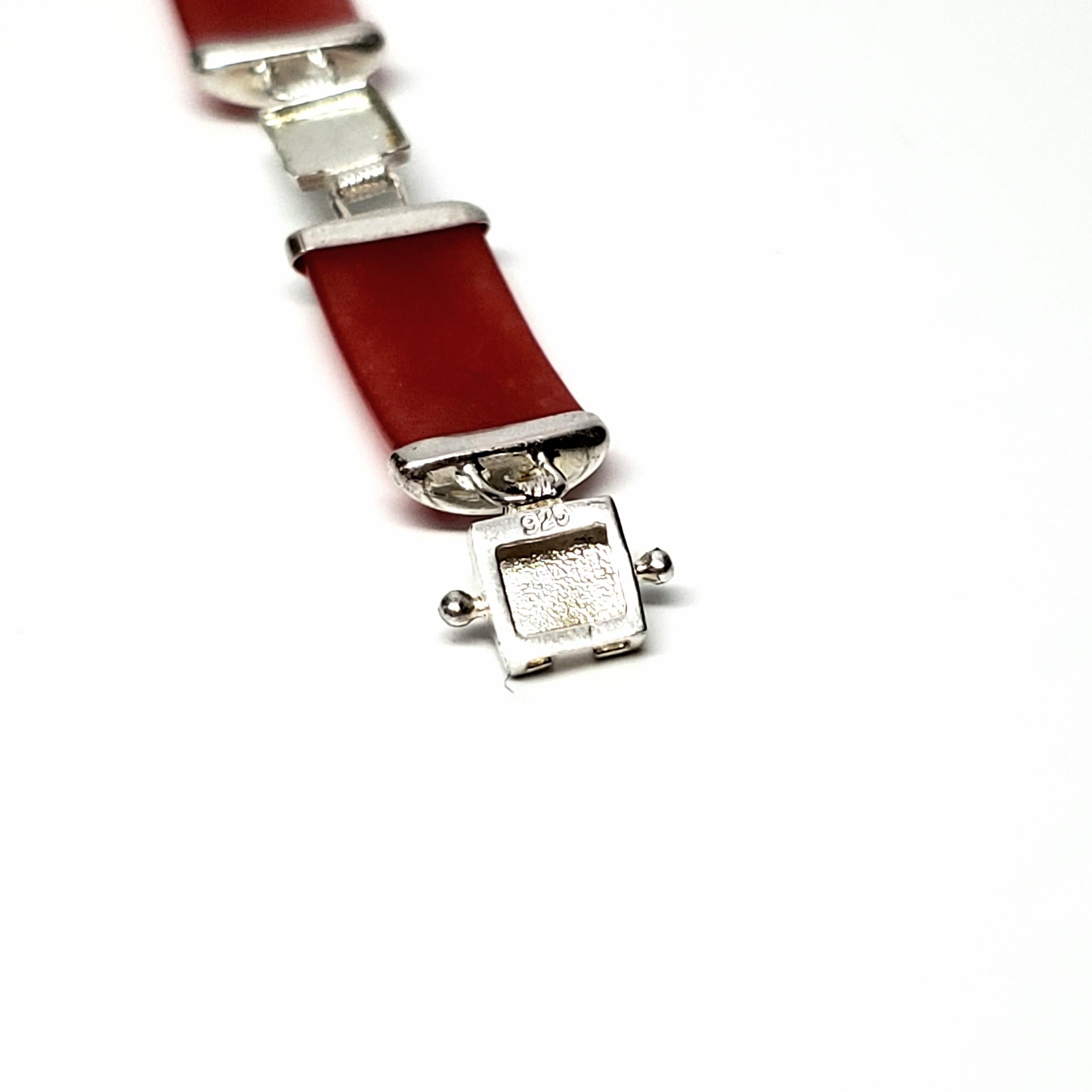 Sterling Silver Red Jade Link Bracelet 1