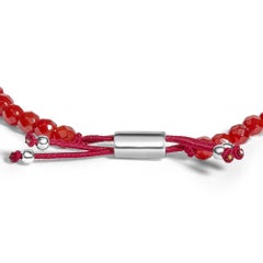 Pulsera de plata de ley con cuentas de jaspe rojo y cierre tipo bolo