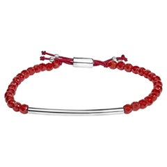 Pulsera de plata de ley con cuentas de jaspe rojo y cierre tipo bolo