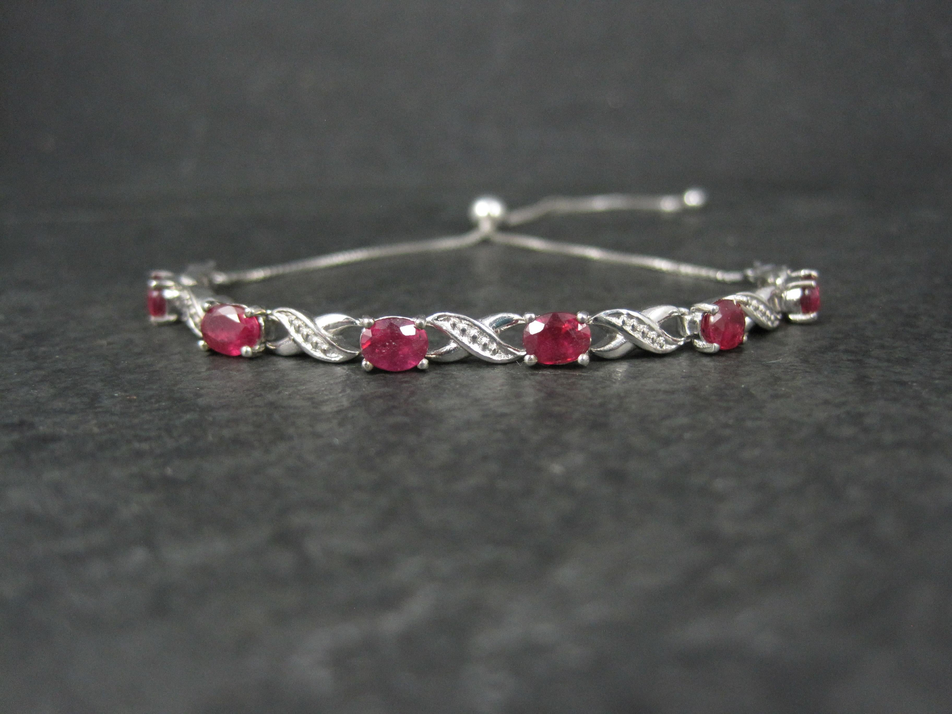 Contemporary Sterling Silver Red Spinel Bolo Bracelet For Sale