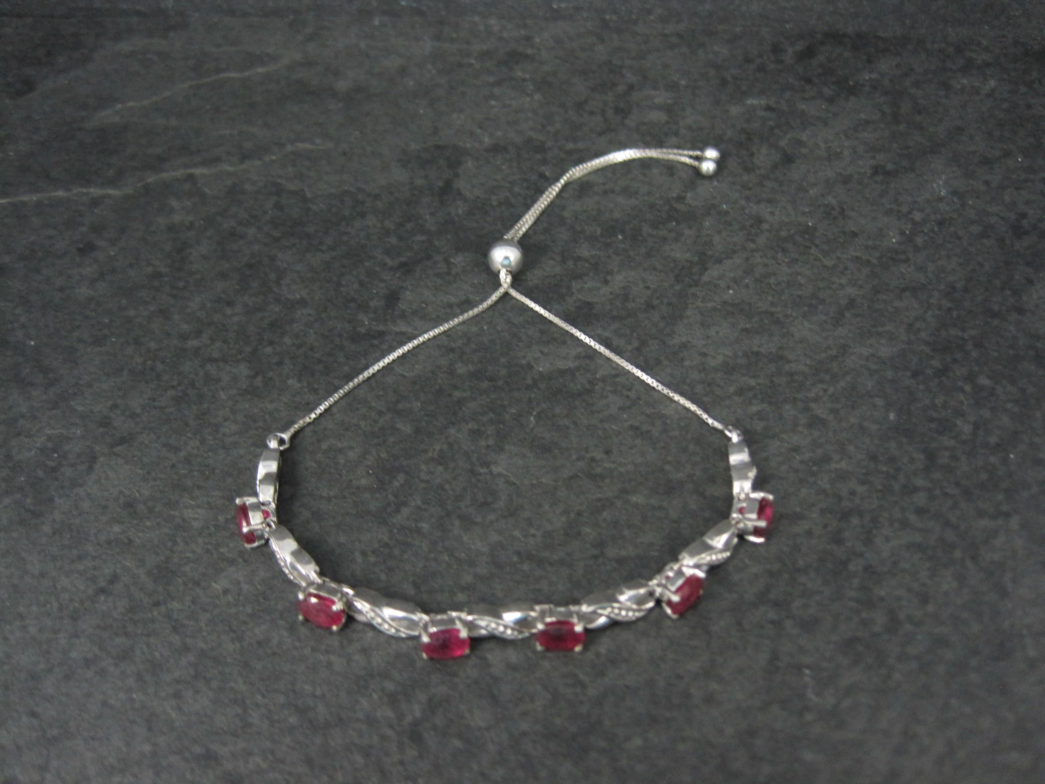 Oval Cut Sterling Silver Red Spinel Bolo Bracelet For Sale