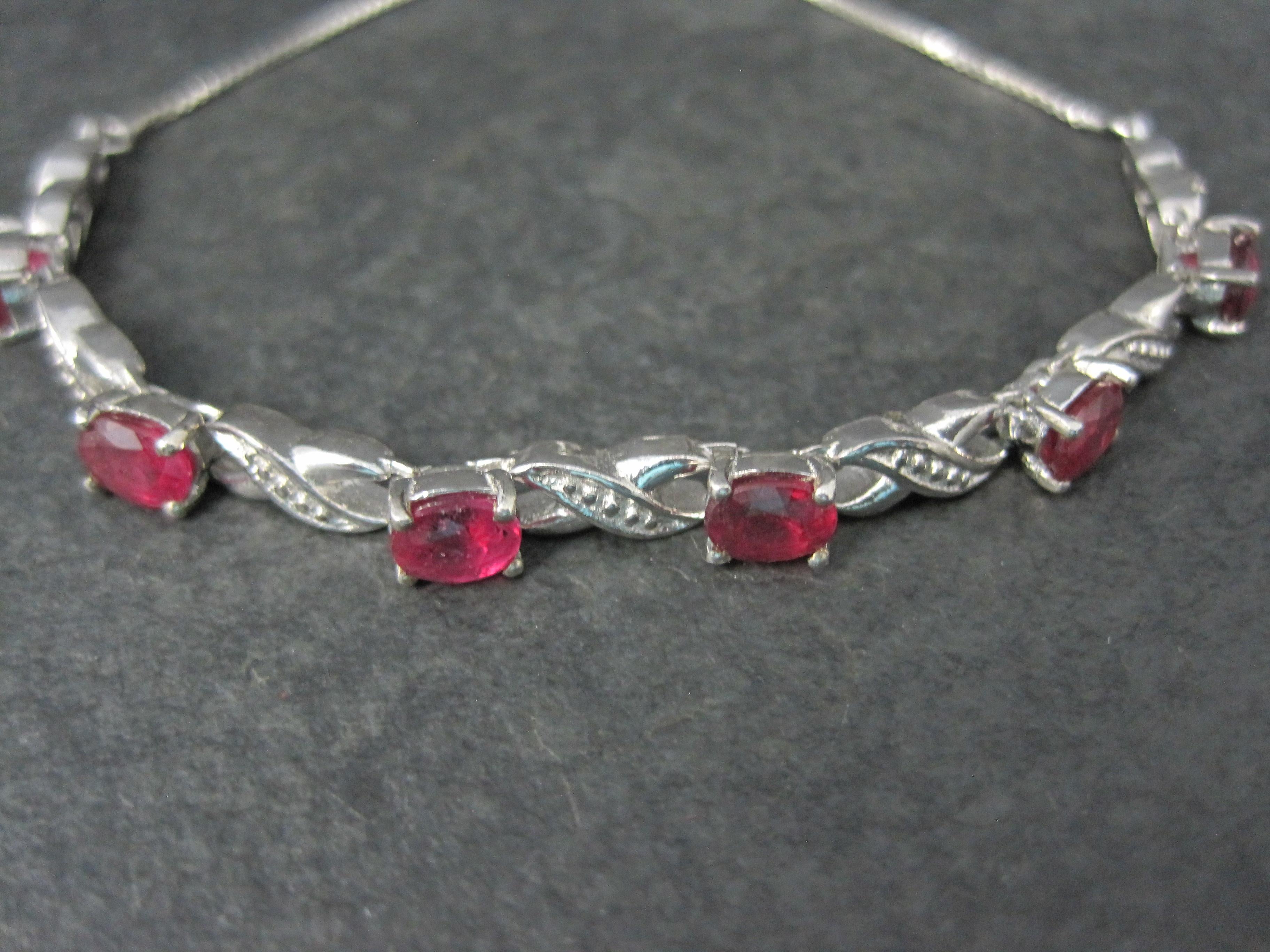 Sterling Silver Red Spinel Bolo Bracelet In Excellent Condition For Sale In Webster, SD
