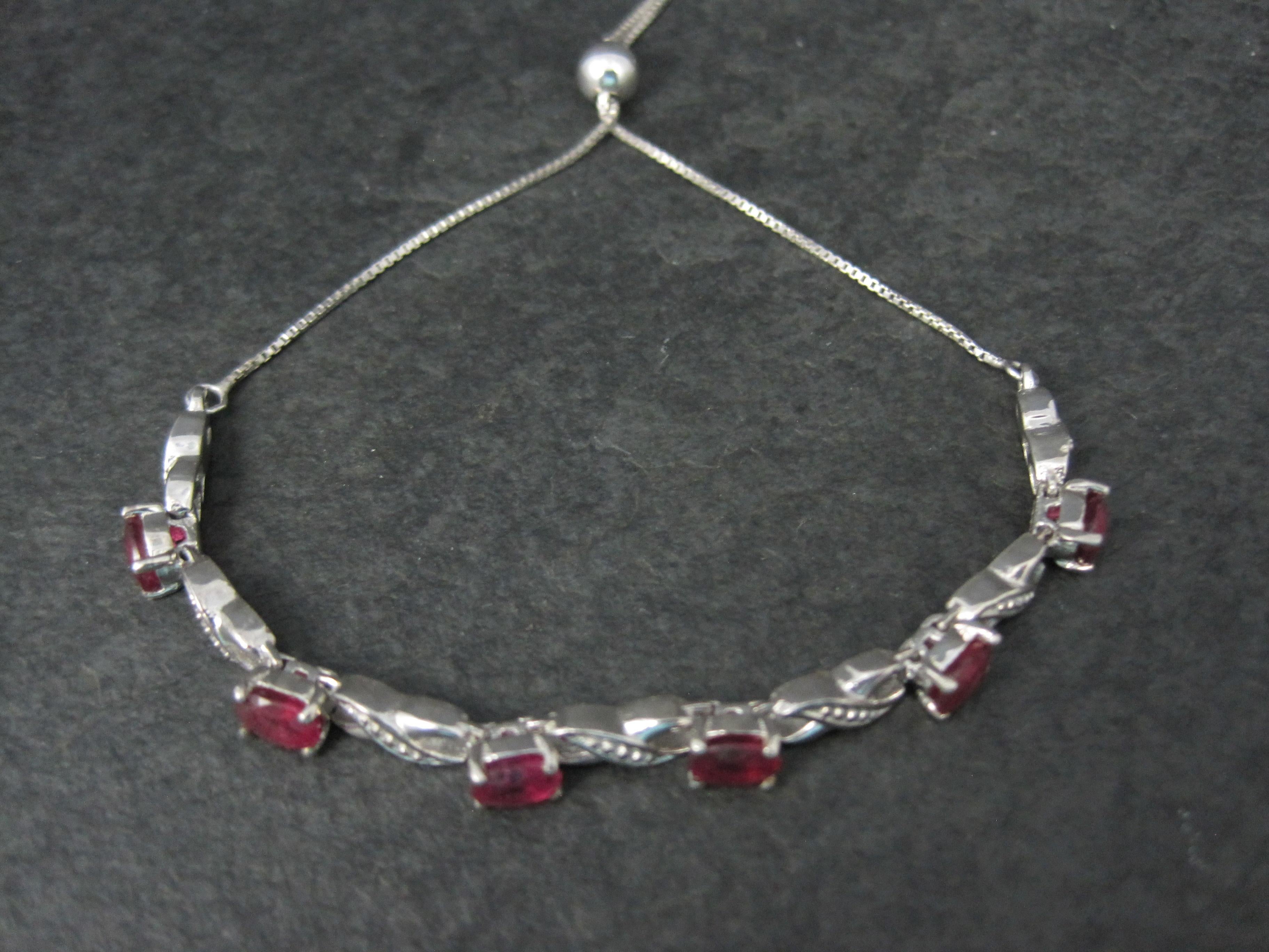 Women's Sterling Silver Red Spinel Bolo Bracelet For Sale