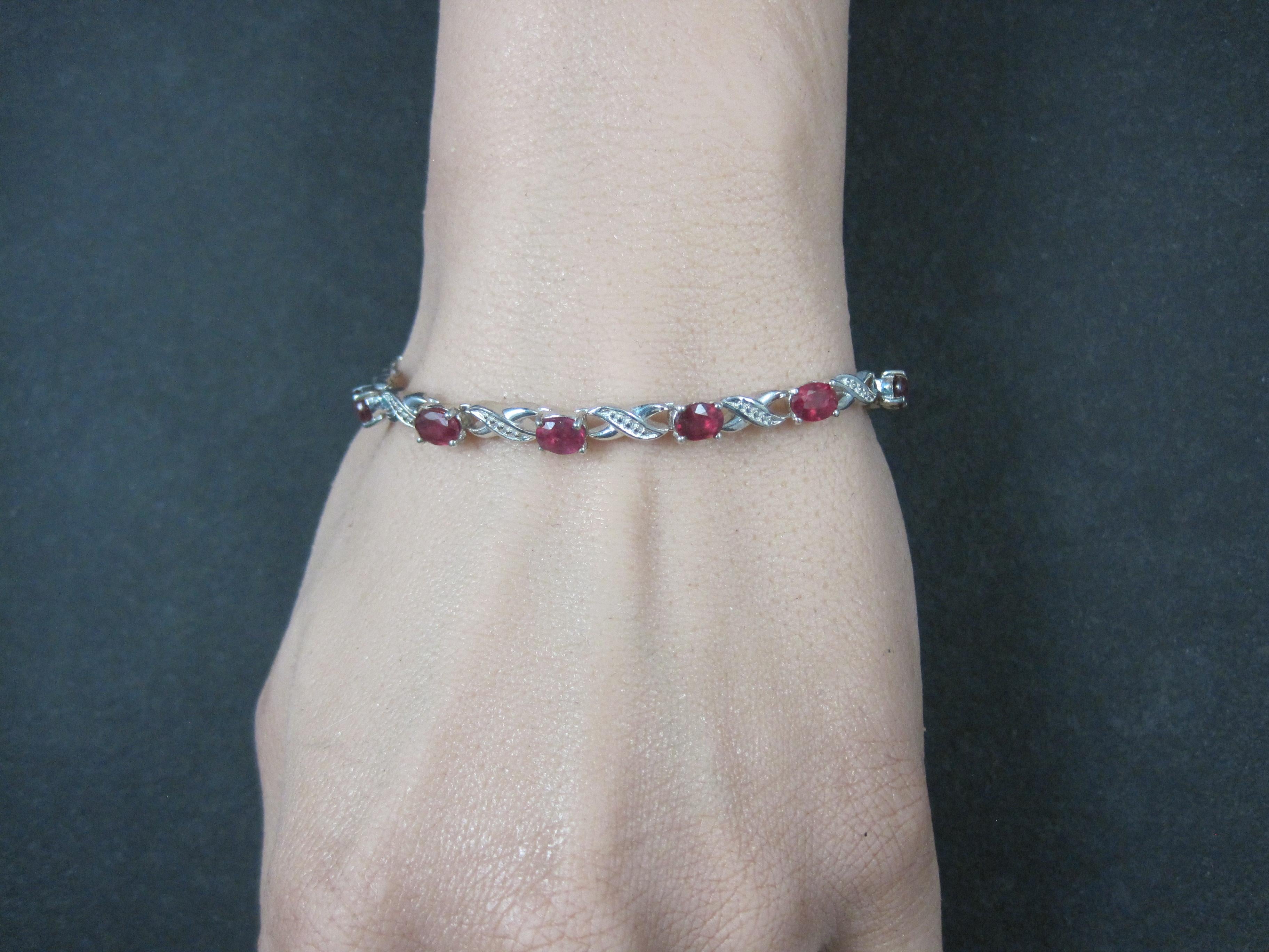 Sterling Silver Red Spinel Bolo Bracelet For Sale 2
