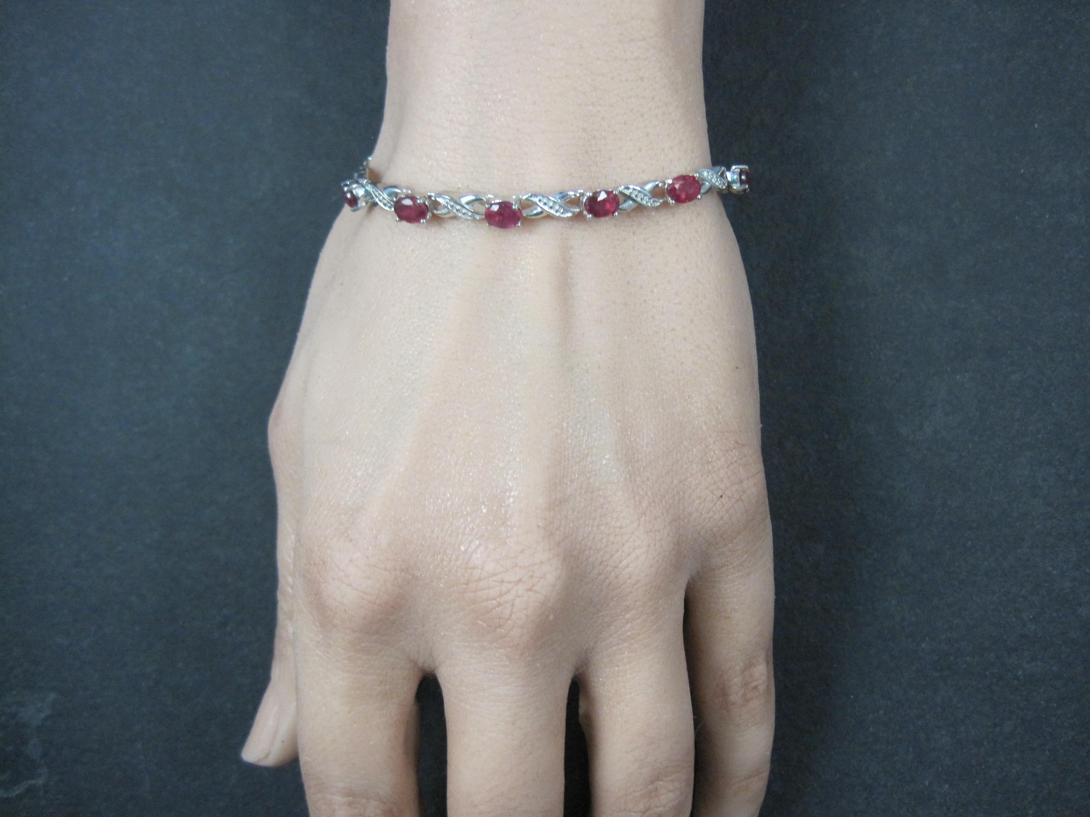 Sterling Silver Red Spinel Bolo Bracelet For Sale 3