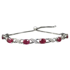 Pulsera Bolo Espinela Roja Plata de Ley