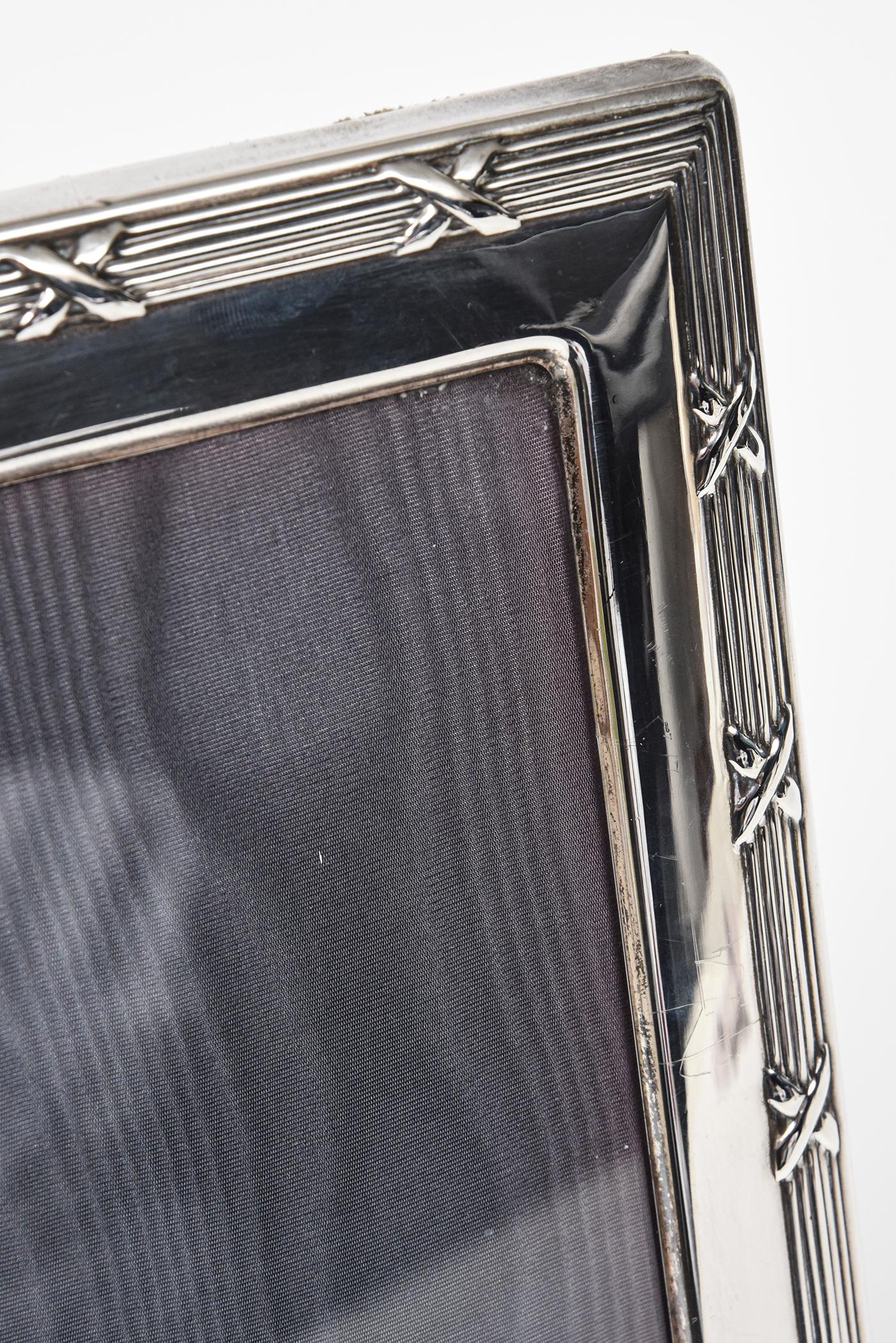 English Sterling Silver Reed and Ribbon Rectangular Picture Frame by Carr