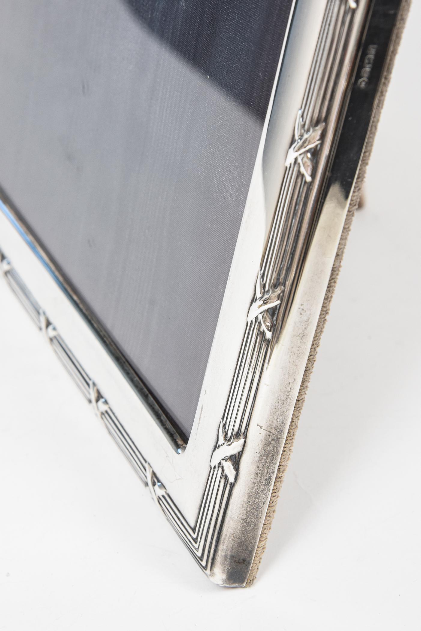 20th Century Sterling Silver Reed and Ribbon Rectangular Picture Frame by Carr