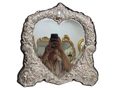 Sterling Silver Repose Heart Picture Frame Table Mirror by David Shaw London
