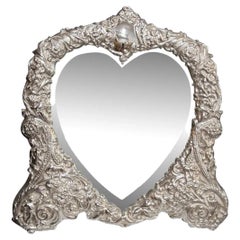 Sterling Silver Repose Heart Picture Frame Table Mirror by David Shaw London