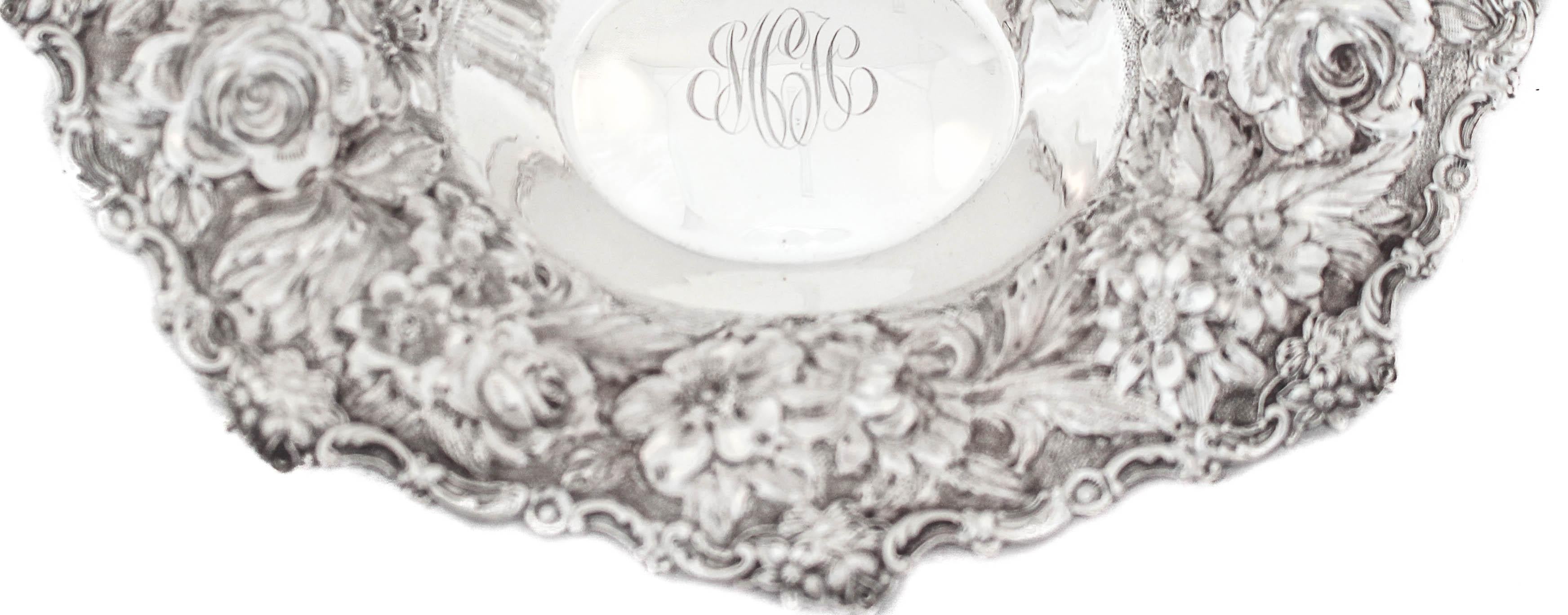 Mid-20th Century Sterling Silver Repousse Bowl For Sale