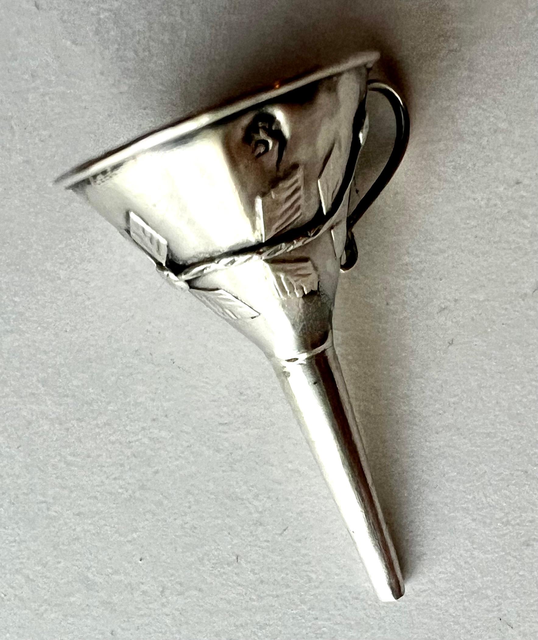Victorian Sterling Silver Repoussé or Filagree Perfume Funnel For Sale
