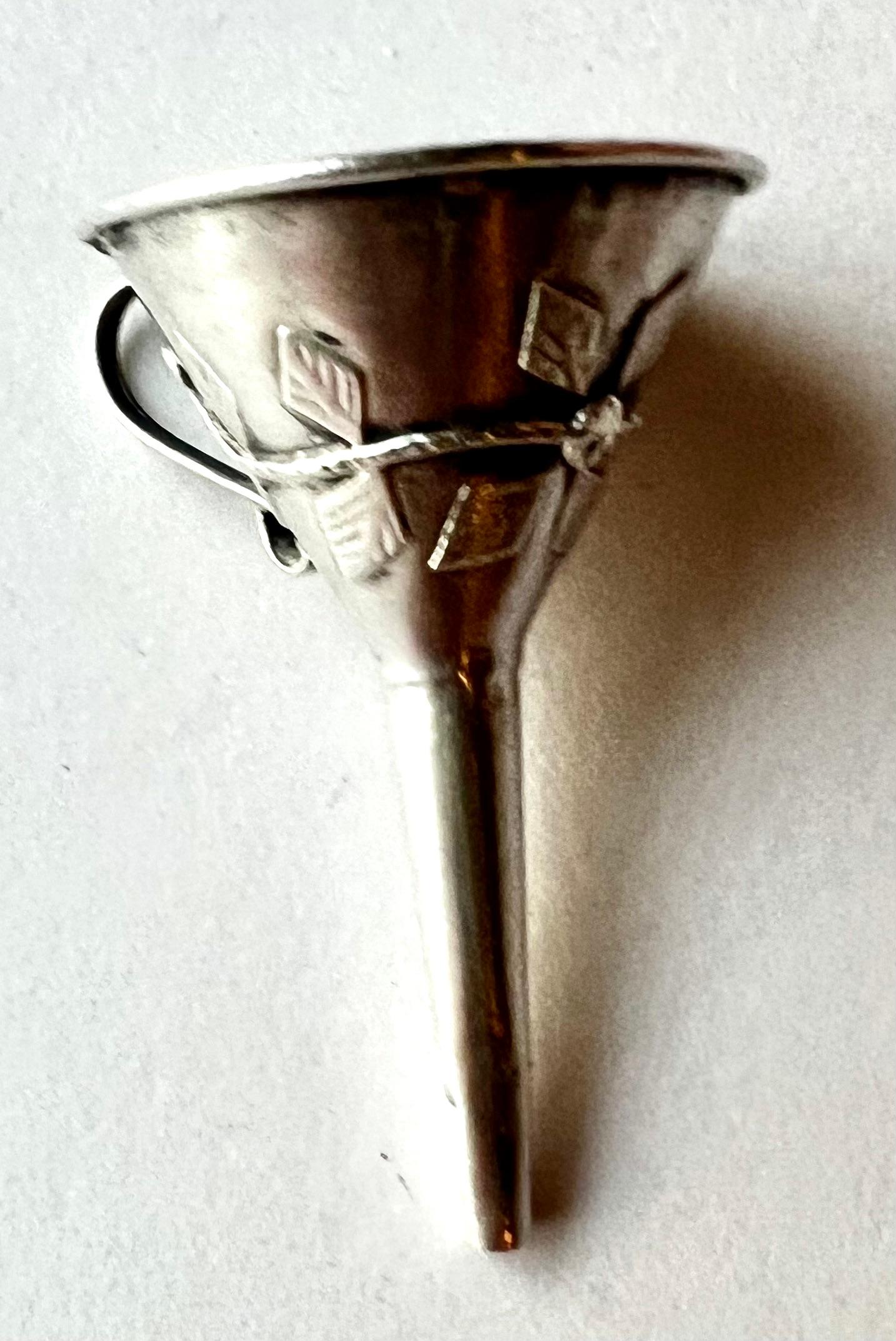 Sterling Silver Repoussé or Filagree Perfume Funnel In Good Condition For Sale In Los Angeles, CA