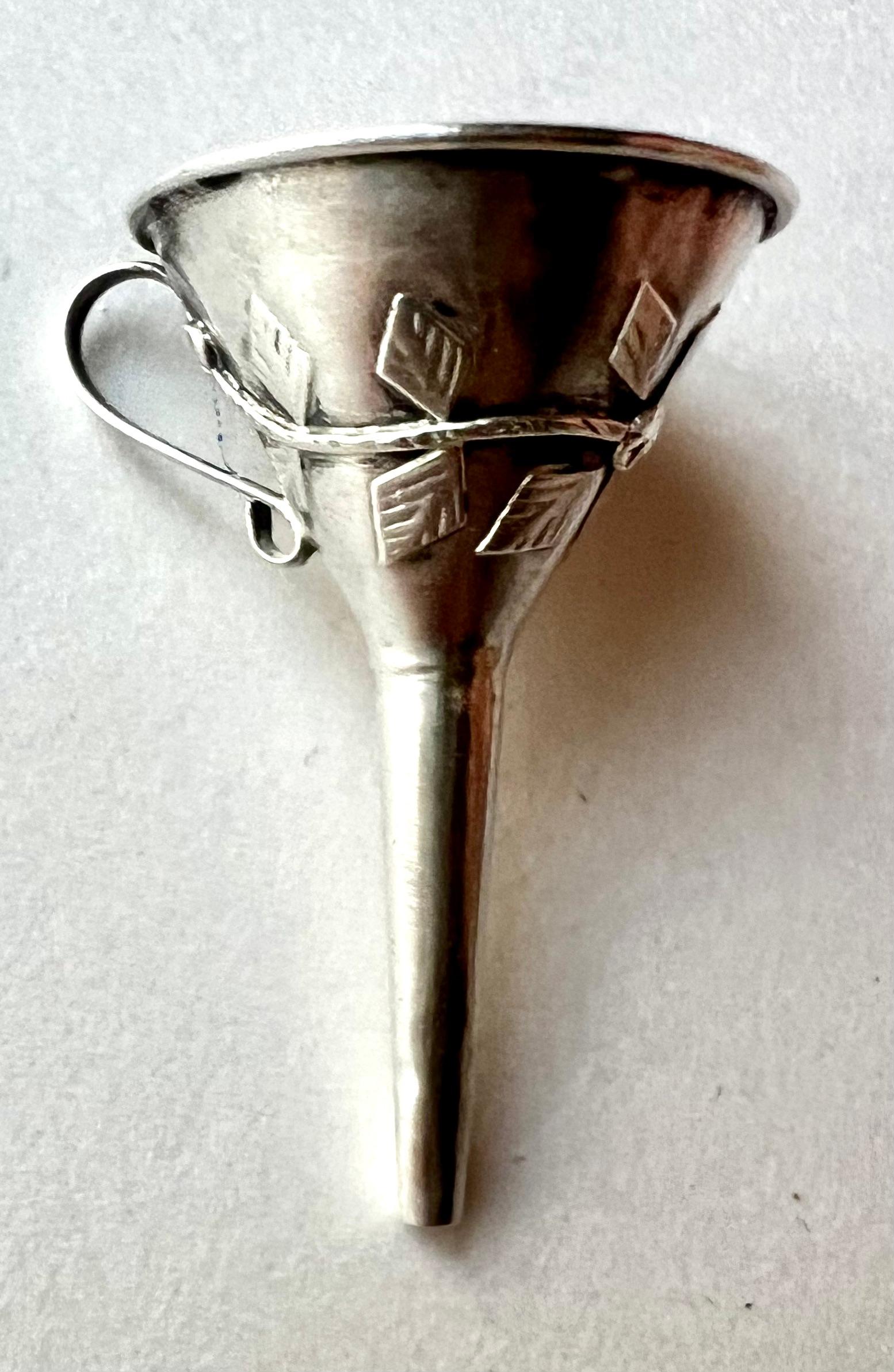 Sterling Silver Repoussé or Filagree Perfume Funnel For Sale 1