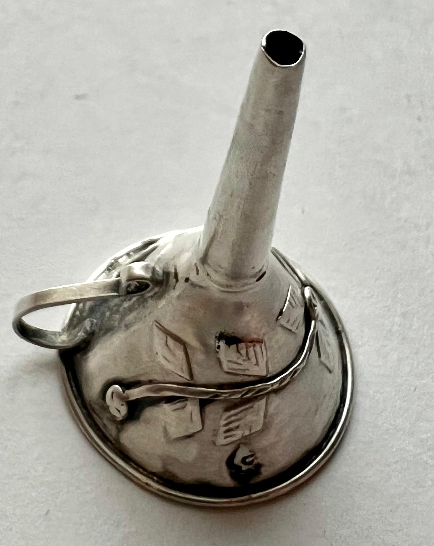 Sterling Silver Repoussé or Filagree Perfume Funnel For Sale 3