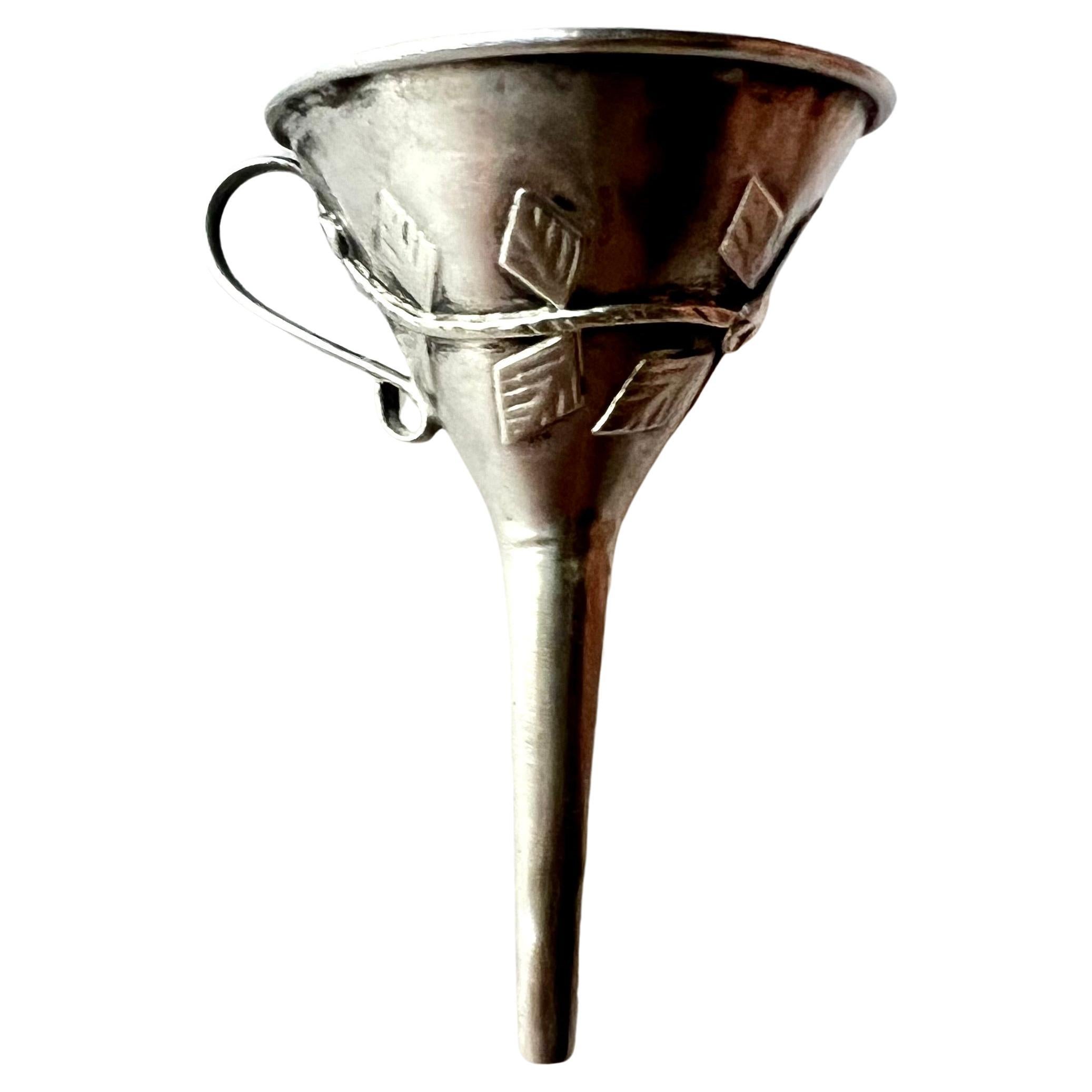 Sterling Silver Repoussé or Filagree Perfume Funnel For Sale