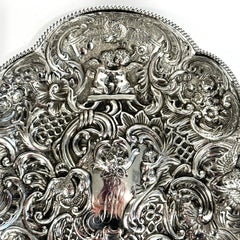 Sterling Silber Repoussé Ovale Schale, Rokoko-Stil, antik, signiert